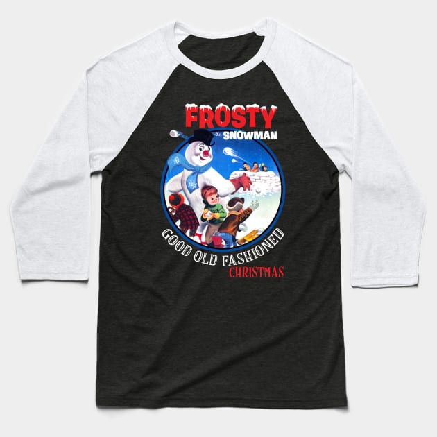 Frosty the Snowman Vintage Christmas Baseball T-Shirt by Joaddo